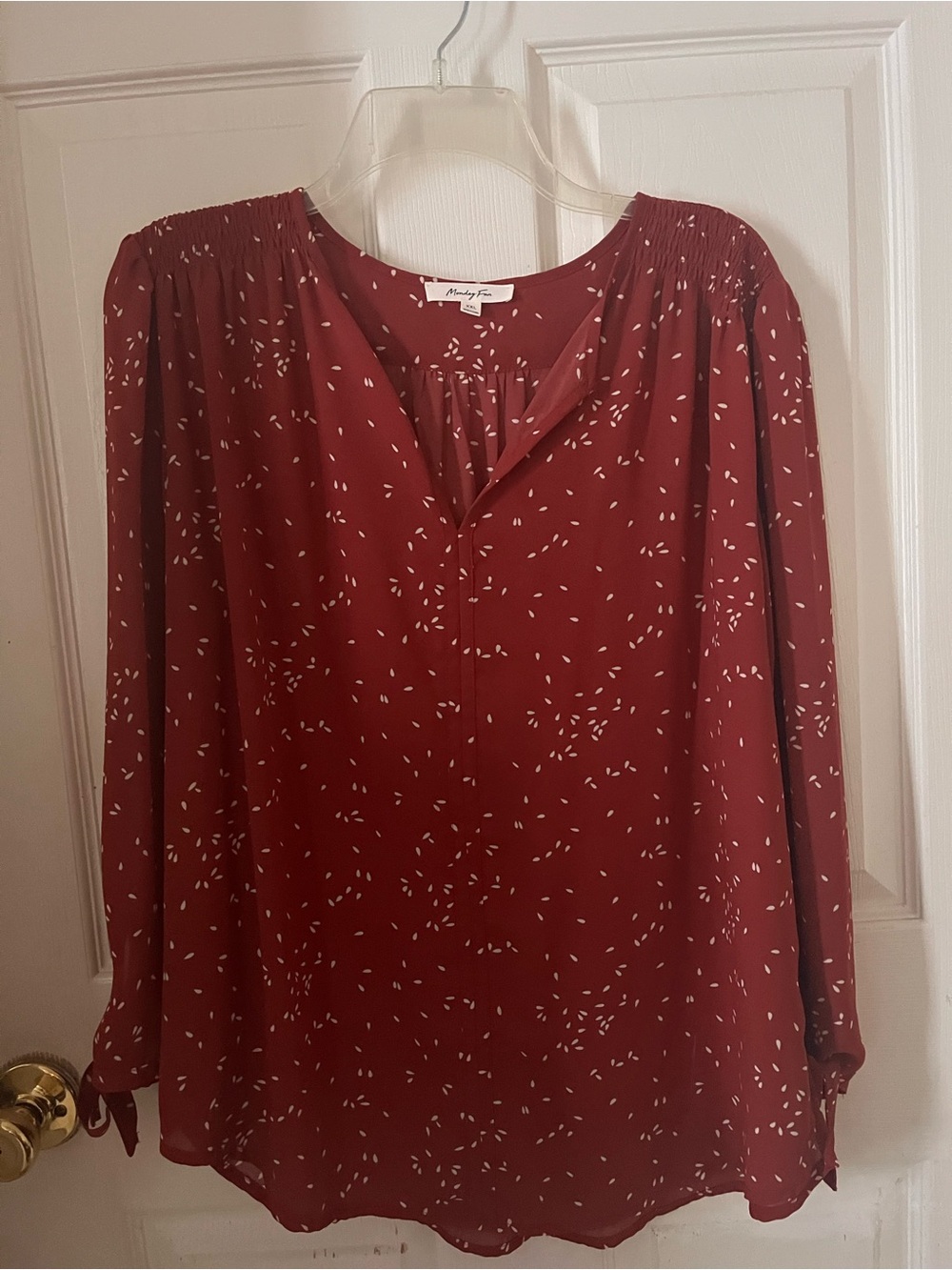 Monday Far burnt orange  Printed Peasant Blouse